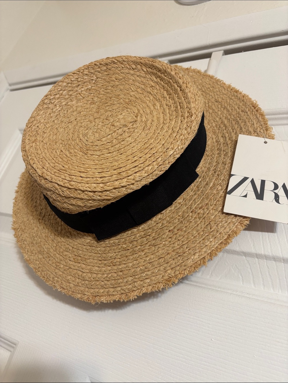 ZARA Kids Natural Straw Boater Hat